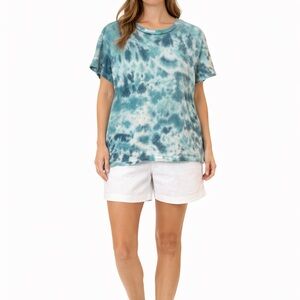 MOTHER Superior Linen and Cotton Blend Blue Tie-Dye T-Shirt Size Medium